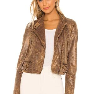 Free People Vegan Leather snakeskin Textured Jacket